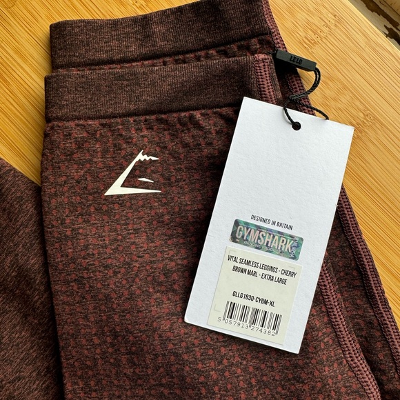 New With Tags Vital Seamless Gymshark Leggings   cherry brown marl XL - Picture 3 of 4